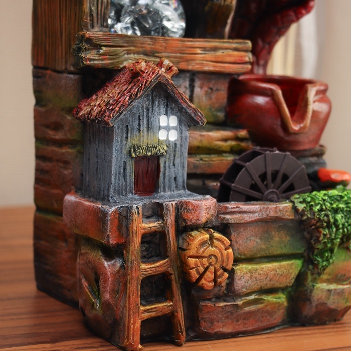 Фонтан Фонтан "Домики с лестницей под деревом " 27х19 см (с подсветкой)