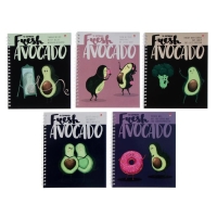 Тетрадь А5+, 80 листов в клетку на гребне "Авокадо", обложка мелованный картон, глянцевая ламинация, блок офсет, МИКС Тетрадь А5+, 80 листов в клетку на гребне "Авокадо", обложка мелованный картон, глянцевая ламинация, блок офсет, МИКС