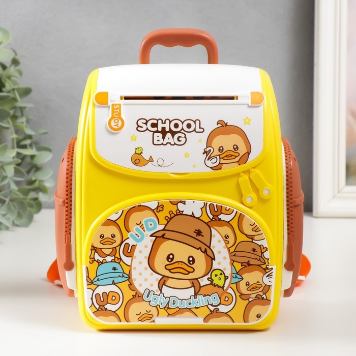 Копилка пластик Копилка пластик "Рюкзак с утёнком" кодовый замок, звук АА 18х10х19,8 см