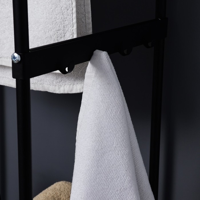 Стеллаж с корзиной для белья и перекладинами, 2-х ярусный, 38&times;35&times;160 см, цвет чёрный