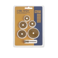 Набор кругов отрезных для граверов и бормашин ТУНДРА, TiN, 5 насадок и адаптер 3.2 мм