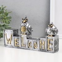 Сувенир полистоун "Две птички на кубиках. Добро пожаловать" 3х20,3х12 см