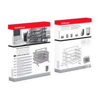 Лоток для бумаг горизонтальный 3-х уровневый ErichKrause Steel, сборный, металлическая сетка, серебристый