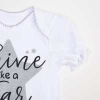 Набор Крошка Я: боди, юбка, повязка Shine, белый/серый, рост 74-80