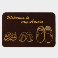 Коврик придверный грязезащитный Доляна &laquo;Тапочки&raquo;, влаговпитывающий, 35&times;58 см, цвет МИКС