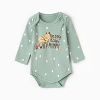 Боди детское с длинным рукавом "Лисичка", цвет ментол, рост 68