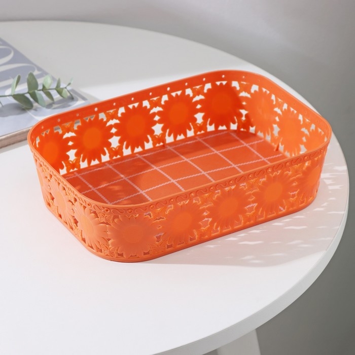 Корзина для хранения Доляна &laquo;Подсолнухи&raquo;, пластик, 24&times;17&times;6 см, цвет МИКС