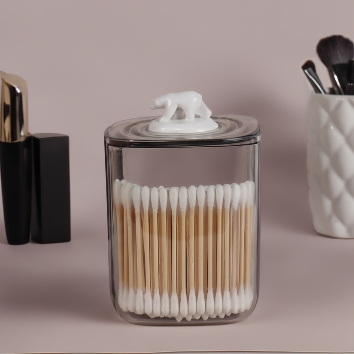 Органайзер для хранения &laquo;Медведь&raquo;, с крышкой, 9 &times; 9 &times; 13,5 см, цвет прозрачный