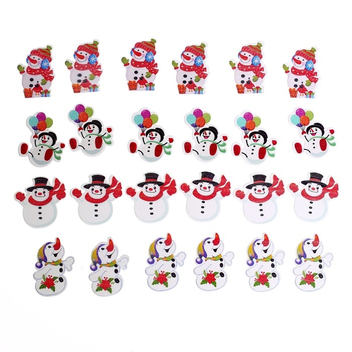 Набор для декора &laquo;Снеговики&raquo; 24 шт., МИКС
