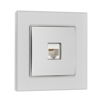 Розетка компьютерная одноместная TOT Matte Glass, скрытая, стекло, серебристая