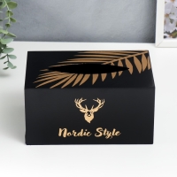 Шкатулка МДФ для салфеток "Золотой олень" чёрная 10х13х20 см Шкатулка МДФ для салфеток "Золотой олень" чёрная 10х13х20 см