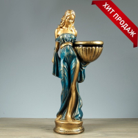 Фигура с кашпо "Девушка в платье" бронза голубой-зеленый, 1,2 л / 21х84х34см Фигура с кашпо "Девушка в платье" бронза голубой-зеленый, 1,2 л / 21х84х34см