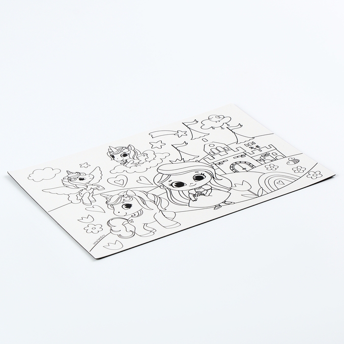 Магнит-раскраска многоразовая &laquo;Принцесса и сказочные Единорожки&raquo;, 14,8 &times; 21 см