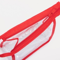 Косметичка на молнии, цвет красный/прозрачный Косметичка на молнии, цвет красный/прозрачный