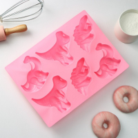 Форма для выпечки Доляна &laquo;Животные.Динозавры&raquo;, силикон, 29&times;21 см, 6 ячеек (10,4&times;7,2 см), цвет розовый