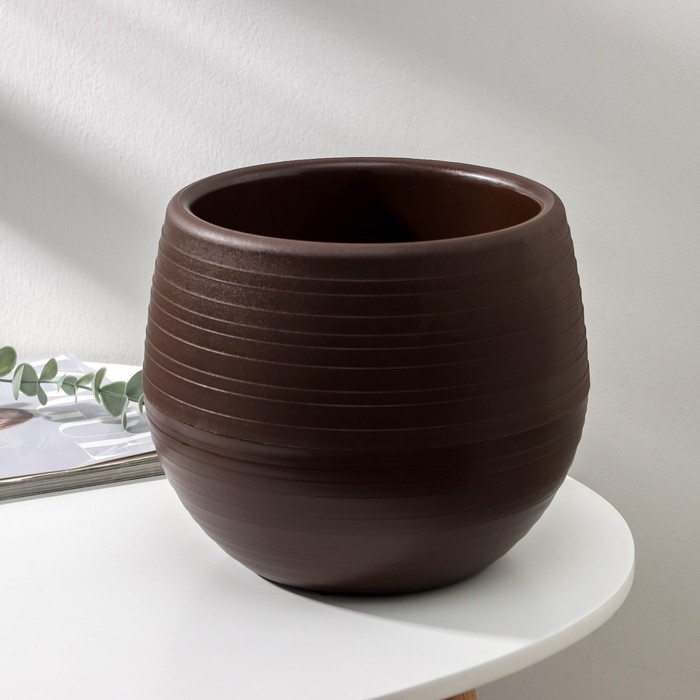 Горшок для цветов с поддоном &laquo;Япония&raquo;, 3 л, цвет тёмно-коричневый