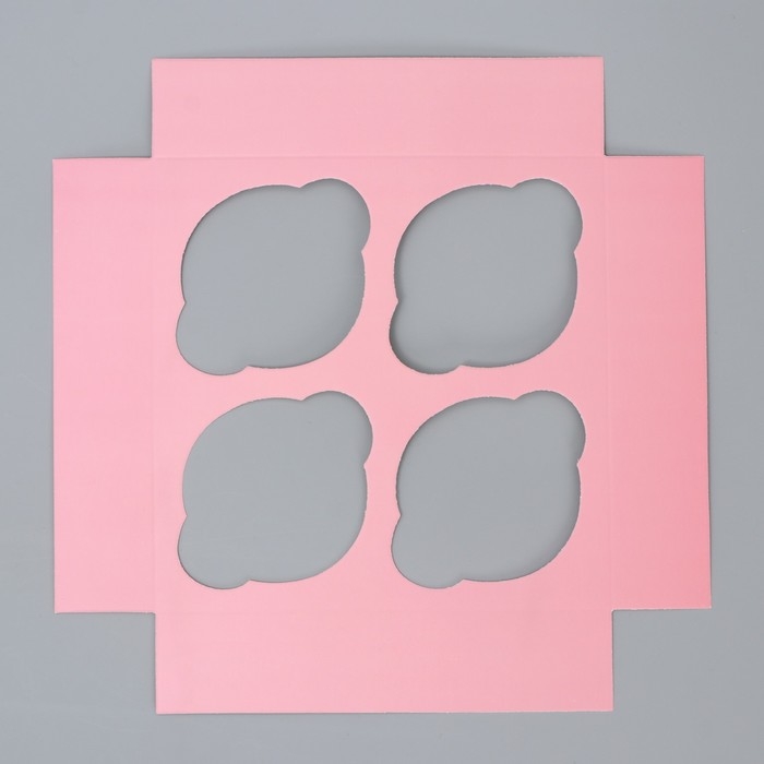 Коробка для капкейков, кондитерская упаковка двухсторонняя, 4 ячейки &laquo;Нежность&raquo; 16 х 16 х 10 см