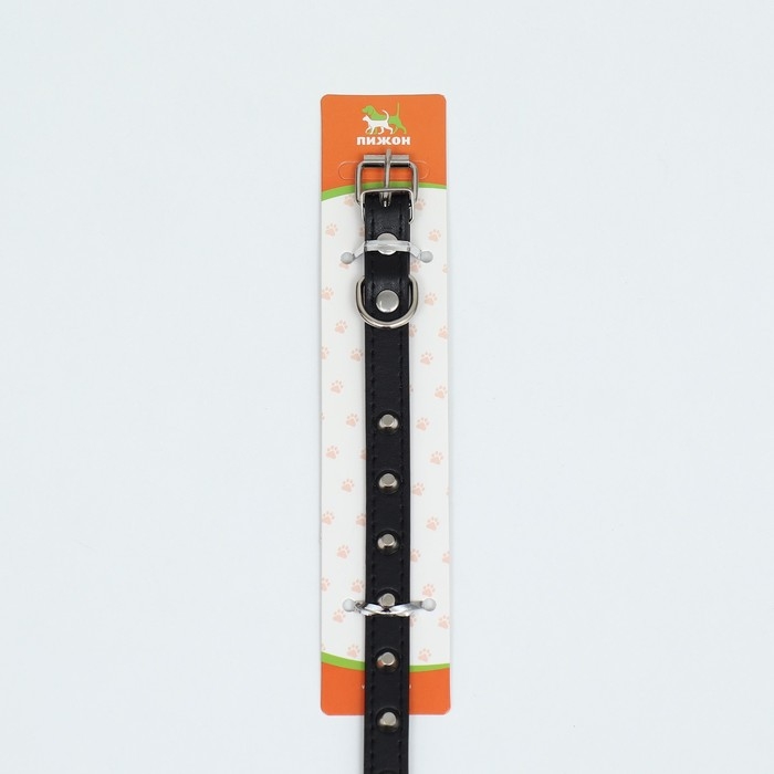 Ошейник с затупленными шипами 38 х 1,5 см, ОШ 26-33, морозостойкий материал PU, чёрный