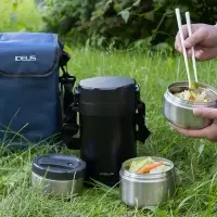 Термос для еды Jiayi в термочехле, черный