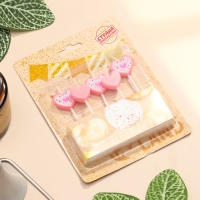 Набор свечей для торта, 5 шт "Сердца", розовый Набор свечей для торта, 5 шт "Сердца", розовый