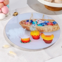 Подставка стеклянная для торта вращающаяся Доляна &laquo;Пасхальная корзинка&raquo;, d=32 см ㅤ