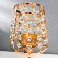 Подсвечник металл на 1 свечу "Кристаллы - Лампа" золото 26х13х13 см