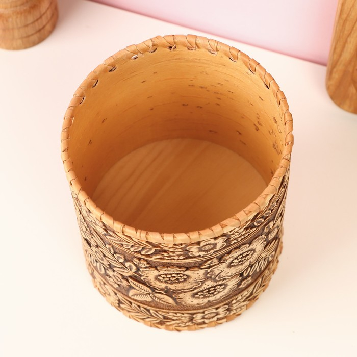 Туес &laquo;Лето&raquo;, шитый, 10&times;10&times;14,5 см, береста