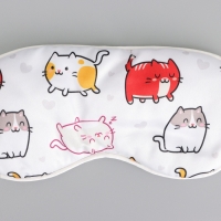 Маска шелковая для сна &laquo;Котички&raquo;, 20 х 9 см, цвет белый