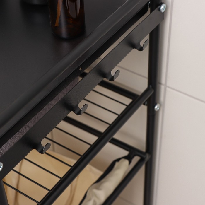 Стеллаж с корзиной для белья 2-х ярусный, 38&times;35&times;105 см, цвет чёрный