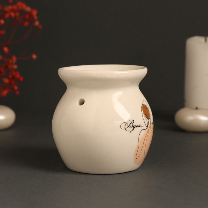 Аромалампа керамика "Вдох... выдох..." белая 7,2х7,2х7,8 см