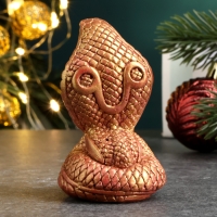 Новый год. Символ 2025. Фигура "Змея Кобра малая" бордовый с позолотой, 6х4х4см