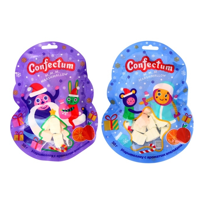 Маршмеллоу Confectum Дед Мороз и Снегурочка елки и звезды со вкусом апельсина 50 г Маршмеллоу Confectum Дед Мороз и Снегурочка елки и звезды со вкусом апельсина 50 г