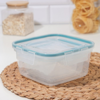 Набор контейнеров для продуктов с защёлкой, герметичная крышка, 3 шт: 400 мл, 800 мл, 1,5 л, прозрачные, крышка голубая