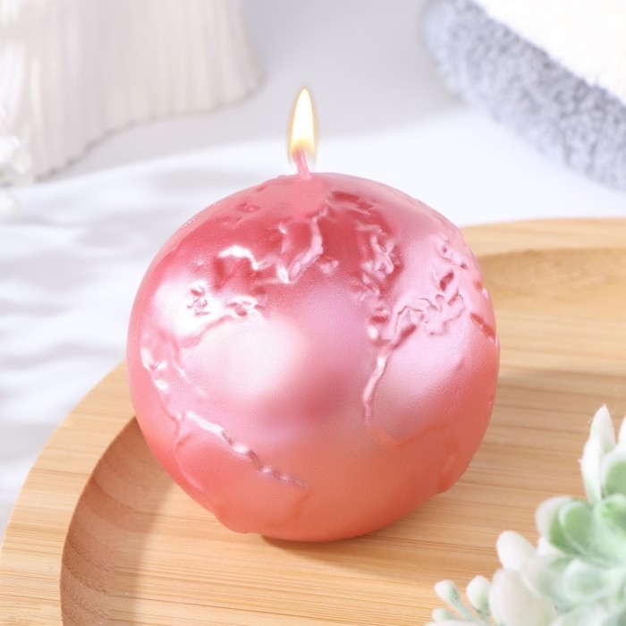 Свеча фигурная Свеча фигурная "Шар. Планета", 6х5,5 см, розовый перламутр, в коробке