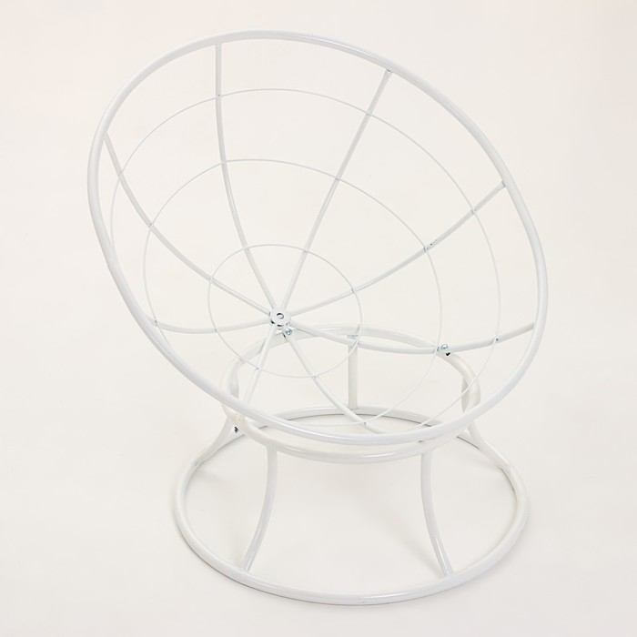 Кресло "Папасан" мини, с бежевой подушкой, белый каркас, 81х68х77см