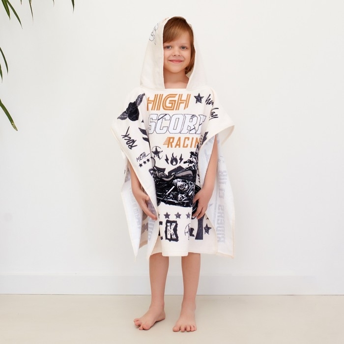 Полотенце-пончо детское махровое Крошка Я Полотенце-пончо детское махровое Крошка Я "Racing" 60*120см, 100% хлопок, 300гр/м2