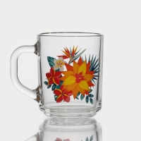 Кружка стеклянная &laquo;Тропические цветы&raquo;, 200 мл, рисунок МИКС