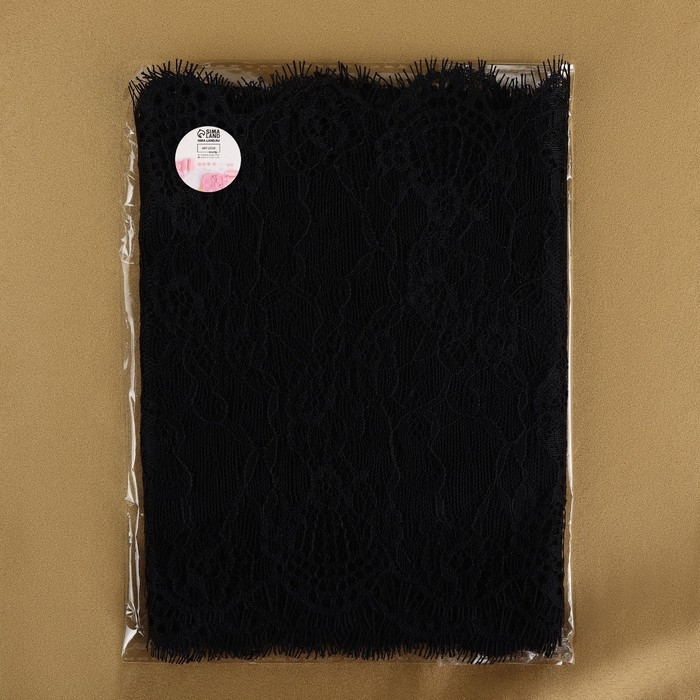 Кружево реснички, 190 мм &times; 3 &plusmn; 0,5 м, цвет чёрный