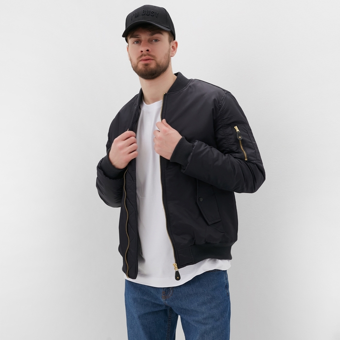 Бомбер мужской на молнии MIST, размер 52, черный