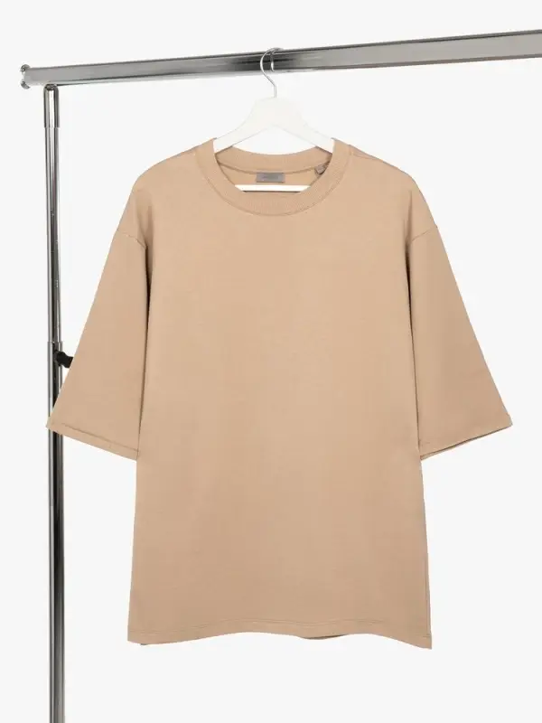 Футболка оверсайз унисекс Kosmos 2.0, бежевая, размер XS/S