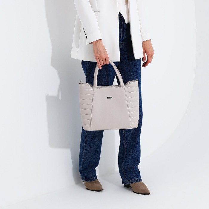 Сумка-тоут Сумка-тоут "Оливи" на молнии, цвет серый