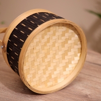 Корзинка плетёная с крышкой, из бамбука 20х20х23 см