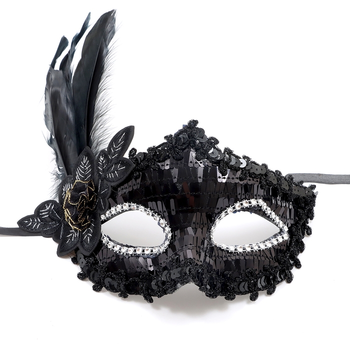 Карнавальная маска &laquo;Леди&raquo;, с пером, цвета МИКС