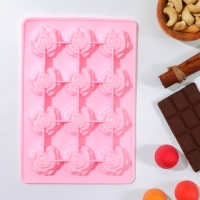 Форма для кондитерских украшений Доляна &laquo;Розочки&raquo;, силикон, 20,7&times;14,3&times;1,3 см, 12 ячеек, цвет МИКС