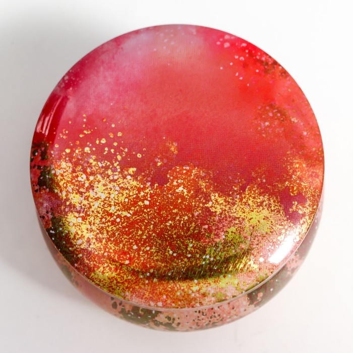 Шкатулка металл круглая Шкатулка металл круглая "Цветной мрамор с золотыми трещинками" МИКС 5х7х7 см