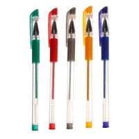 Набор гелевых ручек, 5 цветов, металлик,с резиновыми держателями, МИКС