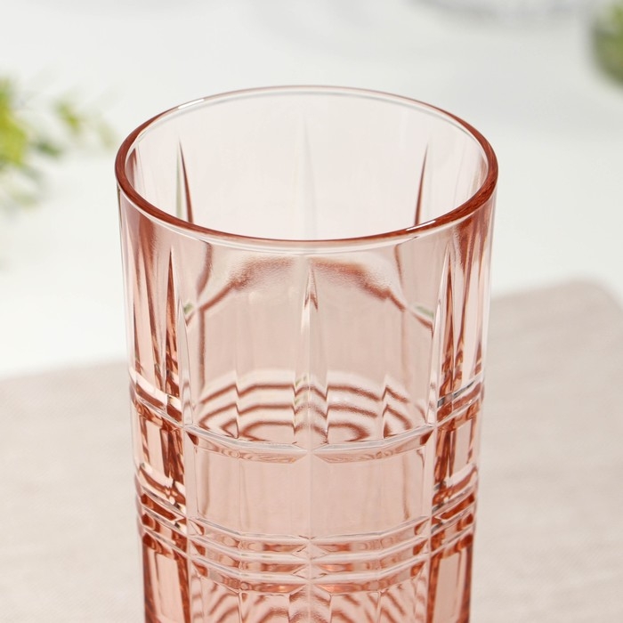 Стакан высокий стеклянный &laquo;Даллас&raquo;, 380 мл, цвет розовый