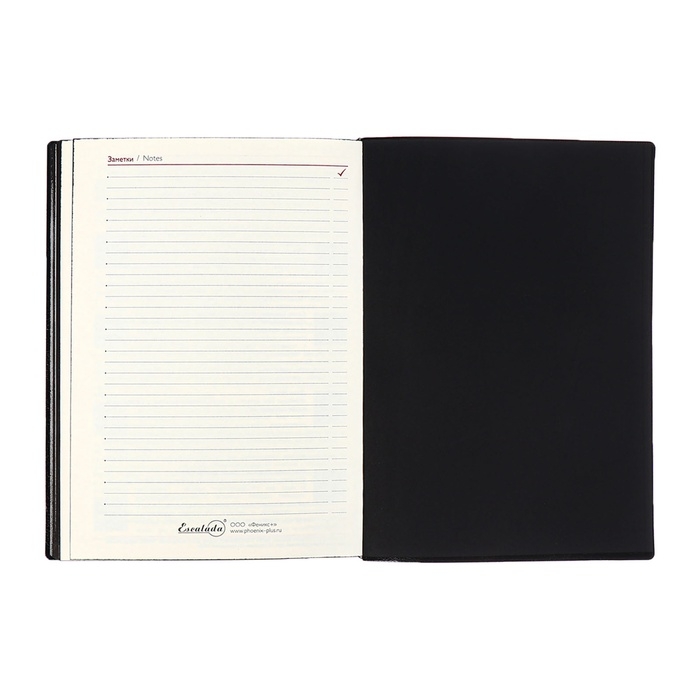 Ежедневник датир 2025г А6+ 176л ESCALADA, мяг обл, иск кожа, бл тис, тон бл 70г/м2, чёрный