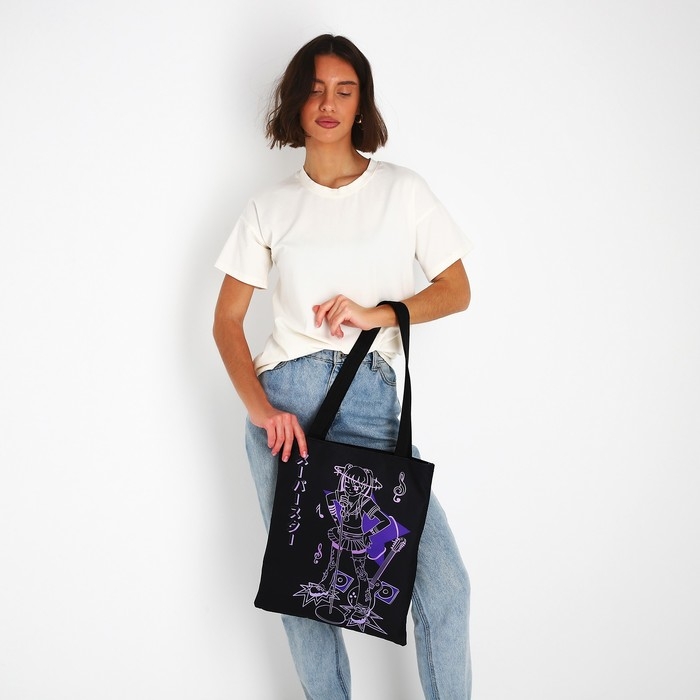 Шопер «Аниме» 35х0.5х40 см, отд без молнии, без подклада, чёрный Шопер «Аниме» 35х0.5х40 см, отд без молнии, без подклада, чёрный