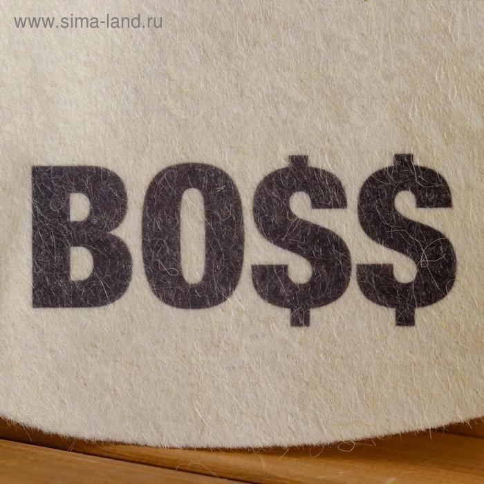 Шапка для бани Шапка для бани "BOSS" с принтом, белая